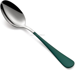 Traditional <b>Stainless</b> <b>Steel</b> Silver with Green Custom Dining Spoons Home Restaurant <b>Utensils</b> Dishwasher Safe High Quality - Product Image 1