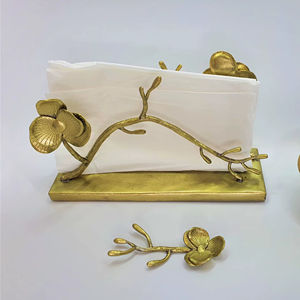Floral Design Gold <b>Napkin</b> <b>Holder</b> for Dining Table Kitchen Counter Home Decor Guest Serving and Special Occasions Use - Product Image 1