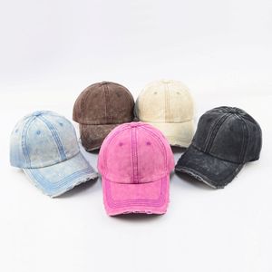 High Quality 100% Cotton Personalized Custom Logo Jean Baseball Cap 5-Panel Terry Embroidered Washed Distressed Old Cowboy Style