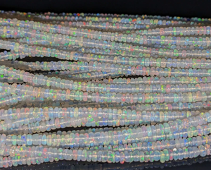 100% perles de pierre rondelle d'opale de feu éthiopienne naturelle brin lisse pour la fabrication de bijoux - Product Image 1