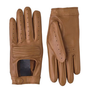 Guantes de conducción de cuero de piel de cabra Premium Guantes cómodos y flexibles de trabajo duraderos marrones para uso deportivo - Product Image 1