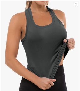 Débardeurs sans manches sans couture pour femmes respirant athlétique Yoga course chemises quotidiennes décontracté Racerback Design - Product Image 2
