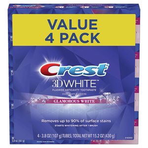 Pasta gigi <span class=keywords><strong>Crest</strong></span> 3D Putih glamor, Mint, 3.8 Oz, pak 4