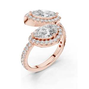 Bague halo en diamant de laboratoire en forme de poire de 2,63 carats pour femmes, clarté VVS-VS EF, or 18 carats, 14 carats, 10 carats et argent 925, rose, jaune - Product Image 4