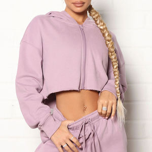 เสื้อครอปมีฮู้ดของผู้หญิงผ้าเทอร์รี่สี SO9LIID เลือกได้สำหรับฤดูใบไม้ร่วงและฤดูหนาว - Product Image 2