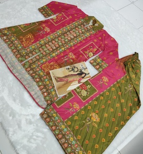 Conjunto de cordón de seda crepé Digital de diseñador de moda con espejo adornado trabajo transpirable perfecto traje de fiesta festivo para mujer - Product Image 5