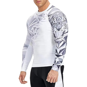 Top Full Sleeve Breathable Quick Dry MMA Rash Guard for Men OEM Customizable <b>Silk</b> <b>Screen</b> Printed Custom Design Spandex/Polyester - Product Image 6