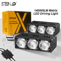 Phare de moto SENLO X3, phare de conduite, projecteur LED, 3 lentilles, double couleur, feux antibrouillard pour voitures, camions, SUV, UTV, accessoires de voiture