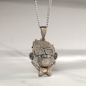 Iced Out Cartoon Character <b>Pendant</b> <b>with</b> Moissanite Stones and Rope Chain for <b>Men</b> - Product Image 3
