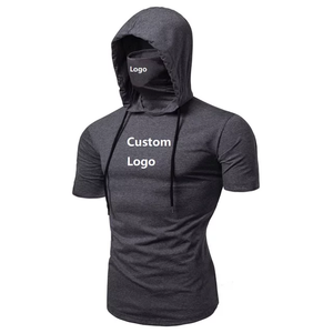 Venta caliente personalizado hombres entrenamiento con capucha camiseta microfibra al por mayor Gran oferta en blanco manga corta Sudadera con capucha para hombres camiseta con capucha - Product Image 1