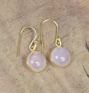 Handmade Rose Quartz Earrings 18K Gold Sterling Silver Hook Gemstone Jewelry Elegant <b>Gift</b> <b>For</b> <b>Women</b> - Product Image 4