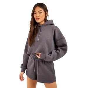 Sweat-shirts à capuche uniques de qualité supérieure pour femmes, gris, lourds, à ourlet brut, avec poche kangourou, cordons, capuche, 100% coton, écologiques - Product Image 1