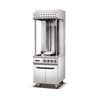 Équipement de cuisine commerciale 4 brûleurs gaz debout simple shawarma avec armoire et roue