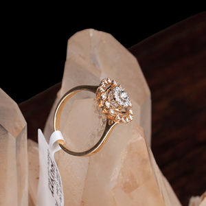 Bijoux fins bague 14k or Rose naturel brillant coupe ronde diamant à la main ensemble de broches en forme de fleur bague pour femmes pour la vente en gros - Product Image 4