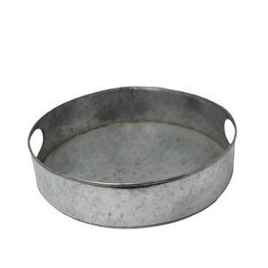 Set of 3 Galvanized <b>Round</b> <b>Tray</b> Oxidize Grey Color Medium Size Storage <b>Trays</b> for Restaurant & Table Top Decoration - Product Image 1
