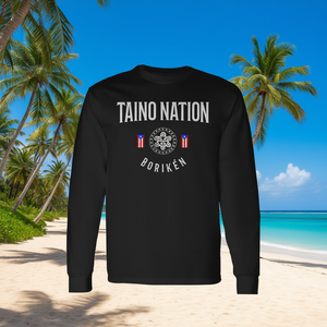 T-shirt a maniche lunghe Taino Nation Boricua Boriken Pride con stampa indigena di Porto Rico - Product Image 3