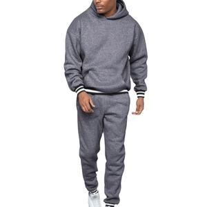 Ensemble de survêtement décontracté pour homme à capuche, uni, séchage rapide, 100% coton molletonné, deux pièces - Product Image 1