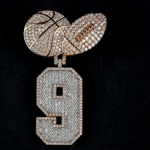Pendentif Cœur de Basketball Numéro 9 Luxe Sertie de Diamants Moissanite 12 Carats en Argent 925 Plaqué Or Rose, Bijoux Hip Hop - Product Image 6