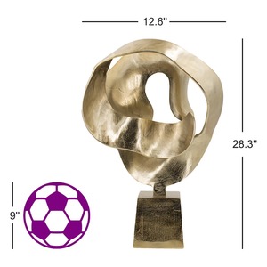 Impresionante pieza decorativa de metal dorado, adorno de mesa de moda perfecto para salas de estar contemporáneas con estilo - Product Image 2
