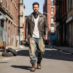 Jeans de Mezclilla Anchos para Hombre, Lavado a la Piedra, Cintura Alta, Corte Holgado, Algodón, Estilo Casual para Otoño - Product Image 3