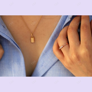 Dainty แหวนแต่งงาน,แหวนแกะสลักสีโรสโกลด์18K ได้รับการรับรองจาก Moissanite หินทรงกลม5เม็ดดีไซน์เครื่องประดับทำด้วยมือ - Product Image 5