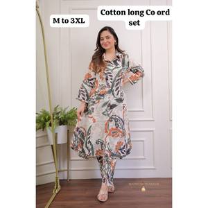 Summer Cotton A-line work Kurti pant set Long Co ord set very comfortable India wholesale manufacturer <b>kurtis</b> for women in india - Product Image 3