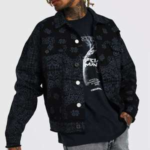 Veste en jean pour homme de haute qualité, col montant, style tendance hiver, grande personnalité - Product Image 1