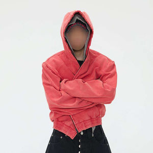 เสื้อมีฮู้ดแบบหลวมสำหรับผู้ชายเสื้อฮู้ดสีซีดจางพิมพ์ลายแนวสตรีทฤดูใบไม้ร่วง/ฤดูหนาวโลโก้แบบกำหนดเอง - Product Image 3