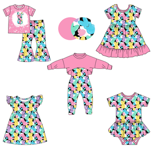 Ensemble de vêtements pour enfants personnalisés avec un lapin de Pâques, vêtements pour bébé <span class=keywords><strong>fille</strong></span>, ensemble à manches courtes, vêtements de boutique pour enfants de Pâques, 0-16 <span class=keywords><strong>ans</strong></span> - Product Image 1