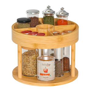Acacia Wooden <span class=keywords><strong>Lazy</strong></span> <span class=keywords><strong>Susan</strong></span> para servir alimentos El Mejor Organizador de cocina para especias y soportes y estantes de almacenamiento - Product Image 2
