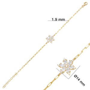Flower Design Marquise Cut Zircon Stone <b>Charm</b> <b>Bracelet</b> Turkish Handmade Wholesale 925 Sterling <b>Silver</b> Jewelry - Product Image 6