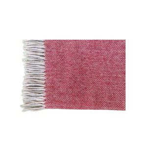 Mantas de lana tartán con diseño de espiga de diamante rojo baya tamaño king grande de fabricante indio - Product Image 5