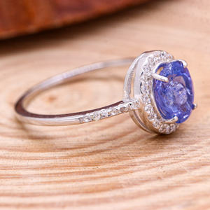 Piedra preciosa de corte ovalado de tanzanita Natural con circonita cúbica, anillo hecho a mano de Plata de Ley 925, joyería de moda, piedra natal para venta al por mayor - Product Image 3