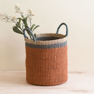 Cesta de almacenamiento tejida de mimbre bohemio de 3 piezas con rayas negras y crema, cesta multiusos para la sala de estar del hogar - Product Image 6