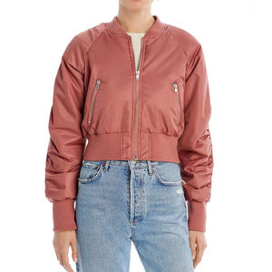 Chaqueta Bomber de diseño personalizado para mujer OEM ODM de calidad superior Chaqueta Bomber de invierno de manga larga con cremallera informal para mujer para invierno - Product Image 4