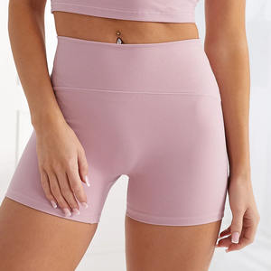 Short unifié rose de haute qualité pour femmes Shorts pour femmes taille haute ceinture compressive tissu de Performance évacuant la sueur - Product Image 1