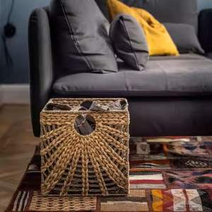 Panier en jacinthe d'eau fait à la main rangement décoratif écologique organisateur léger et durable pour chambre à coucher et salon - Product Image 2