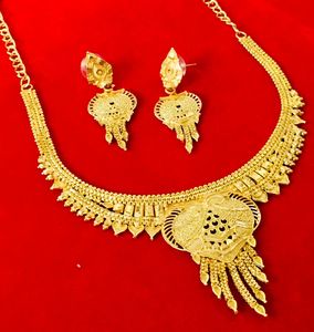 24K Plaqué Or Vintage Dubai Fashion Jewelry Set Comprend Collier Boucles D'oreilles Bangles Peignes Cuivre Matériel pour l'Allemagne - Product Image 6