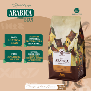Vietnam Roasted HANCOFFEE Whole Bean Coffee 100% Arabica Medium Roast 500g Packaged Bags ODM OEM - Product Image 2