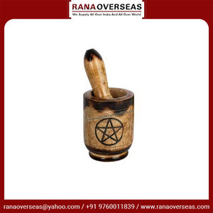 New Arrival Hot Sale Pentagram Printed Wooden Mortar and Pestle for Powdering Herbs Spices Grains and <b>Seeds</b> at Competitive Price - Product Image 4