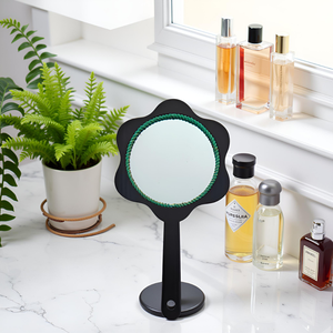 <b>Wooden</b> Handheld <b>Mirror</b> Floral Stylish and Durable Painted Personal Vanity Hand <b>Mirror</b> for Daily Use Handle for Comfortable Grip - Product Image 6