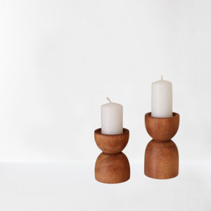 Ensemble de 3 bougeoirs en bois brun de qualité supérieure accessoires d'éclairage domestique en gros pour Noël prix raisonnable - Product Image 5