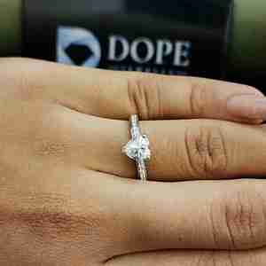 Pretty Stainless <b>Steel</b> Heart Shape Moissanite <b>Ring</b> Elegant Design Fashion Jewelry for Anniversary Gift - Product Image 6