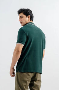 Polo à manches courtes personnalisé de qualité supérieure à col côtelé essentiel à l'ourlet droit coupe ajustée style décontracté en coton fabriqué par HP - Product Image 4