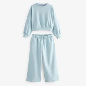 2024 ילדה שרוול ארוך עבה חורף 2 יחידות סטים חליפת טרנינג לילדים / סיטונאי ממותג שני חלקים סט לילדות בגדי ילדים