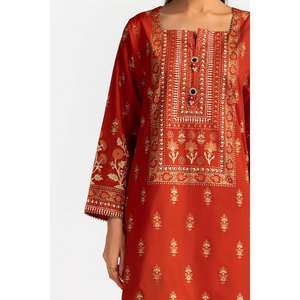 ชุดสูทพิมพ์ลายทองและแลคเกอร์ 3 ชิ้น รุ่น IUSTKSD-272 คอปกสี่เหลี่ยม ผลิตจากผ้ามัสลิน - Product Image 1