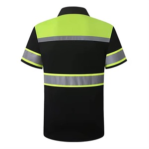 Camisa de Trabajo de Poliéster de Alta Visibilidad Reflectante Personalizada para Hombre, Mangas Cortas, Antibacteriana, Certificada por la CE - Product Image 3