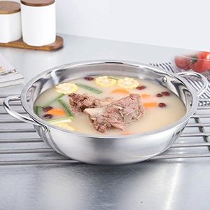 Cuisinière à induction en acier inoxydable Shabu Hot Pot Ustensiles de cuisine à domicile Soupe Marmites pour plaque de cuisson Cuisinière à gaz (11.8 pouces) - Product Image 5