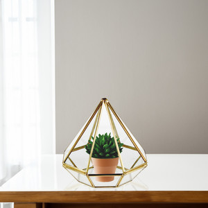 GET2105GD - Terrarium en verre géométrique or et diamant - 6 - Product Image 2