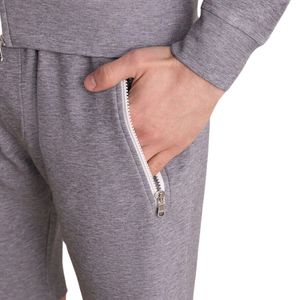 Combinaison de marche d'hiver pour hommes de qualité personnalisée avec sweat à capuche à fermeture éclair gris et short respirant pour adultes - Product Image 3